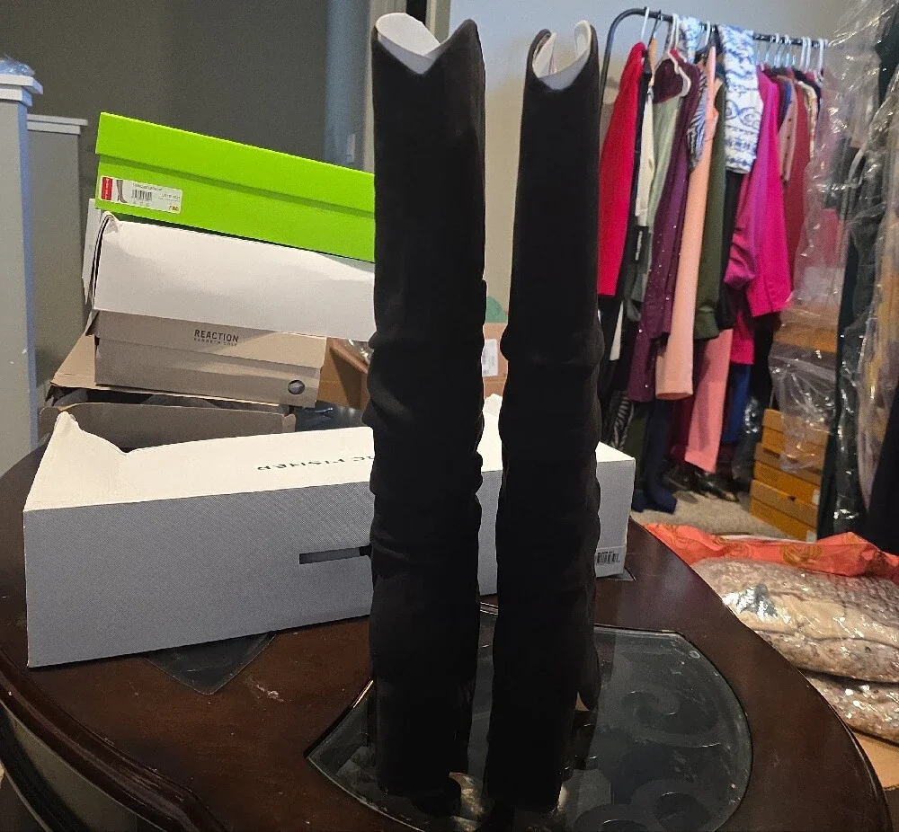 Marc Fisher Black Over-the-Knee Pointed Toe Stretch Boots